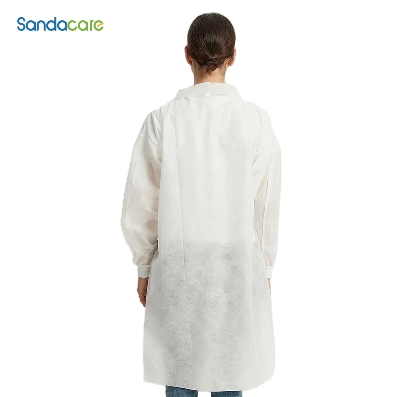 Wholesale 10 Pieces of Disposable Protective Work Clothes Food Factory, Catering, Laboratory Disposable Non-Woven White Coats