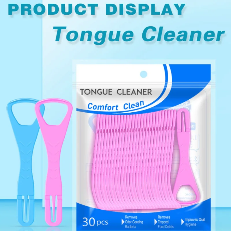 

30Pcs Disposable Plastic Tongue Scraper for Adults Travel Friendly Oral Hygiene Tool for Fresh Breath Mouth Cleaning Tools