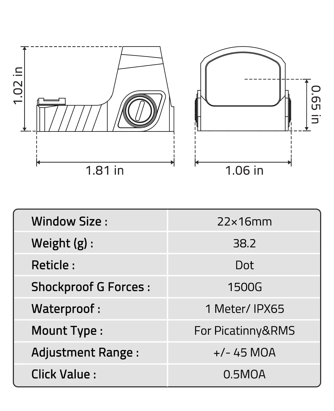 MIDTEN WolfCovert Motion Awake Red Dot Sight RMS/RMSC 2MOA Open Shockproof IPX6 Plate for MOS 21mm Picatinny Base