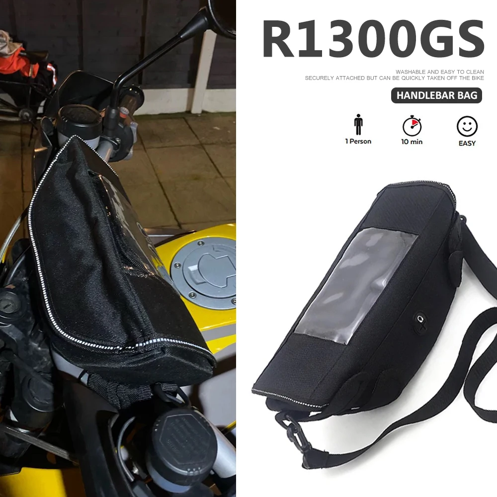 Motorcycle Black Handlebar Bag Waterproof Frame Front Trunk Pannier Accessories For BMW R1300GS r 1300 gs R 1300 GS R1300 GS