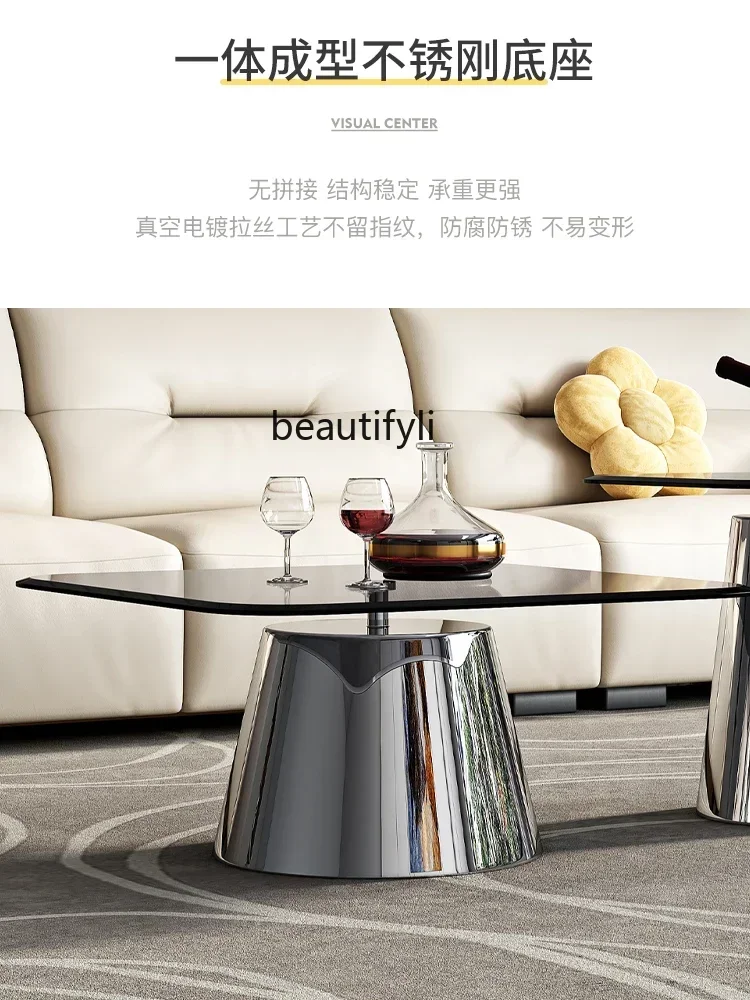 

02C Italian tempered glass coffee table living room home tea table combination modern coffee table
