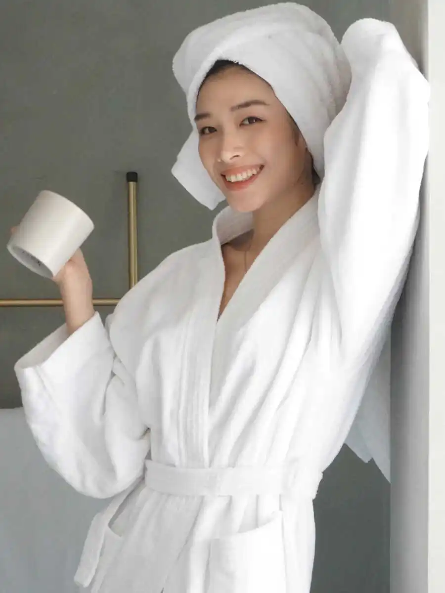 

Банный халат из чистого хлопка для мужчин, женщин и детей, впитывающий влагу, для плавания, для салонов красоты, белый, летний