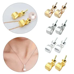50pcs 925 Silver Plated Cup Pearl Bail Peg Pendants End Caps Connector Holder for DIY Necklace Jewelry Making Accessories