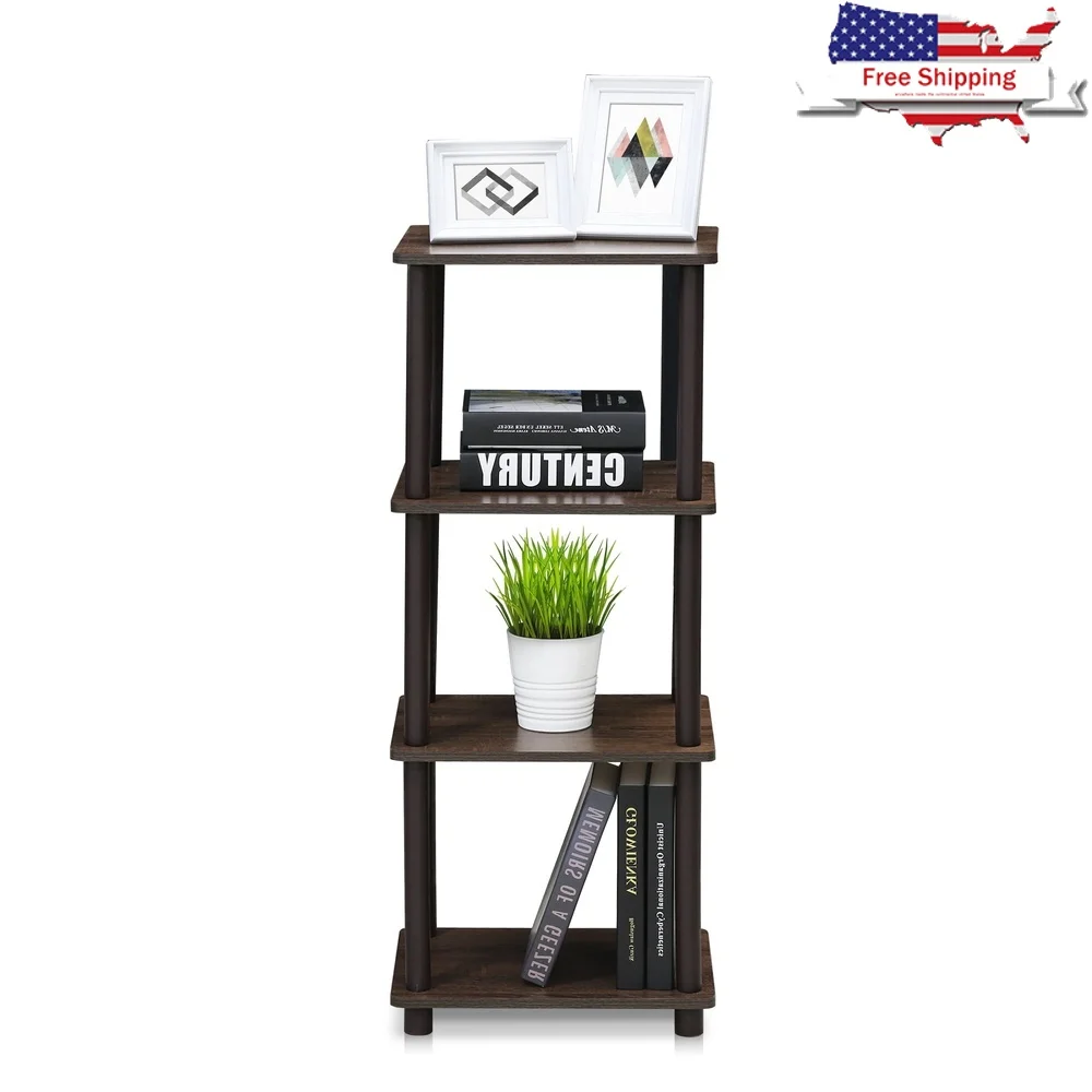 

Durable 3-Shelf Freestanding Storage Unit Walnut Engineered Wood Easy Assembly Rounded Edge Design Indoor Use Display Organizer