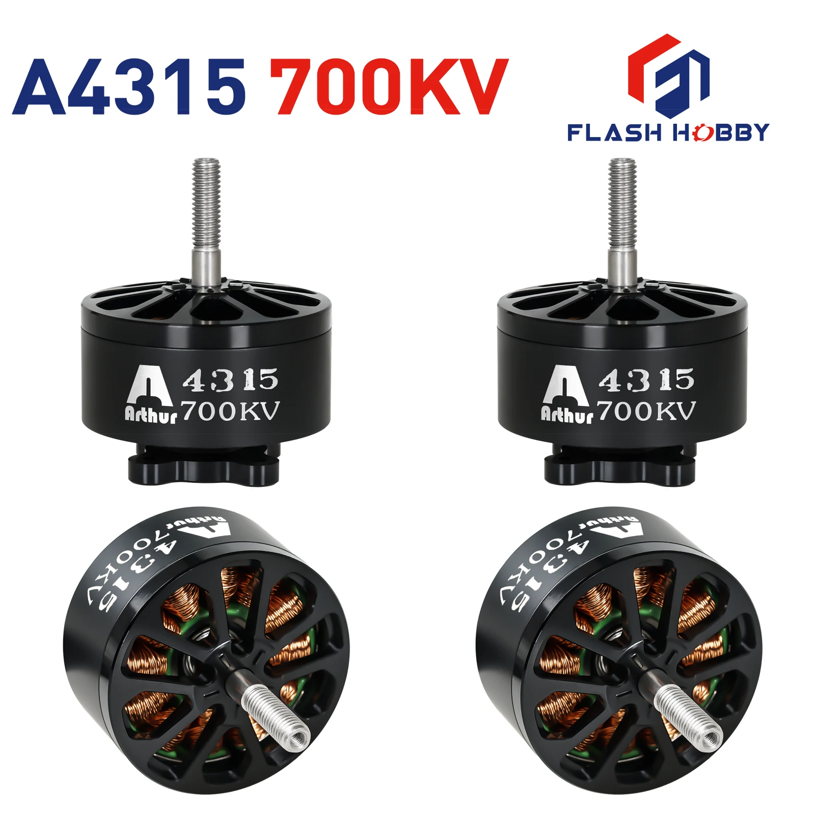 

Бесколлекторный двигатель FLASHHOBY Arthur 4315 700KV 4-12S, совместимый с пропеллерами 13-15 дюймов для радиоуправляемых FPV-самолетов