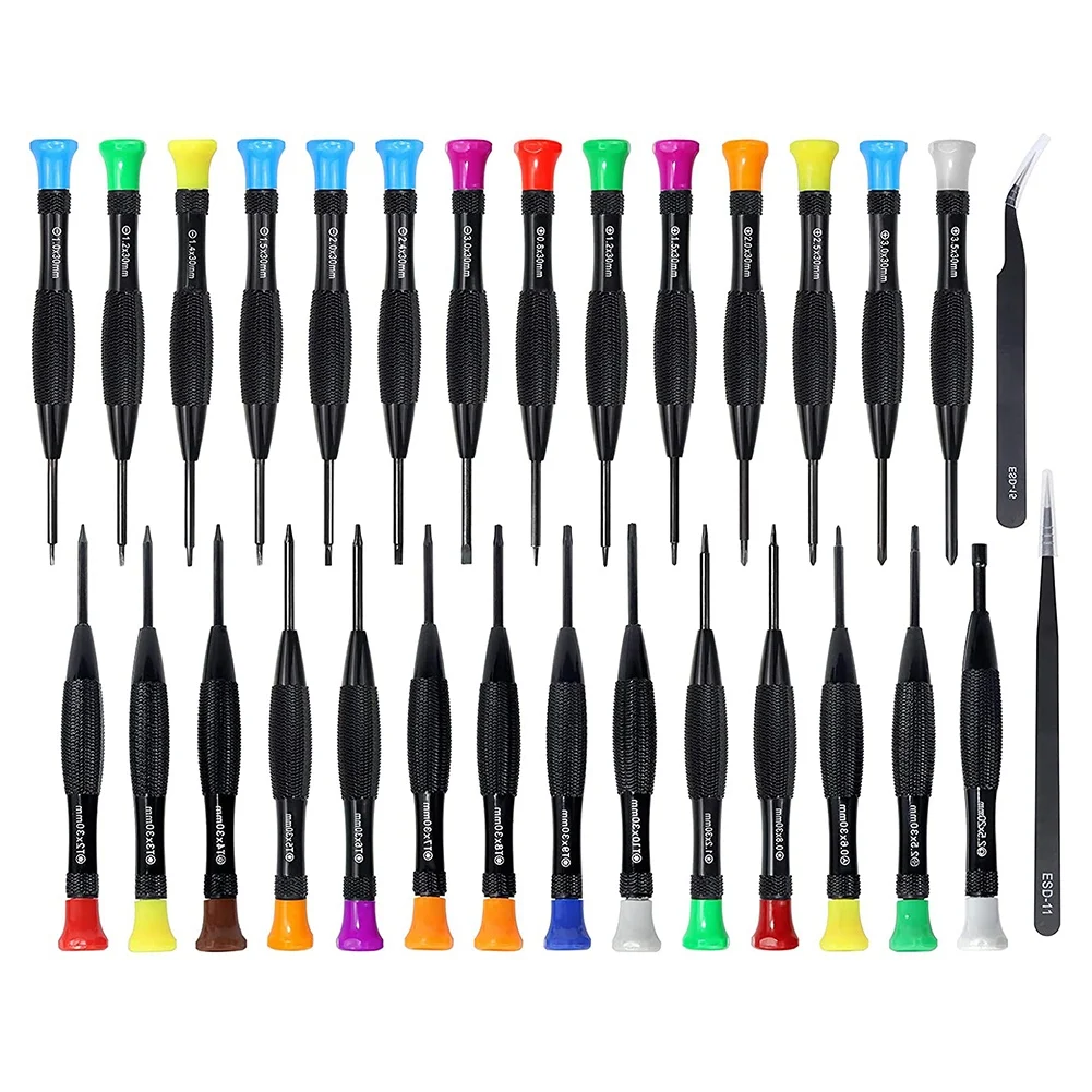 Torx Magnética Chave de Fenda Kit Mini Chaves de Fenda Pinças Esd Chave de Fenda de Precisão Magnética com Cabeça Chata 30 em 1