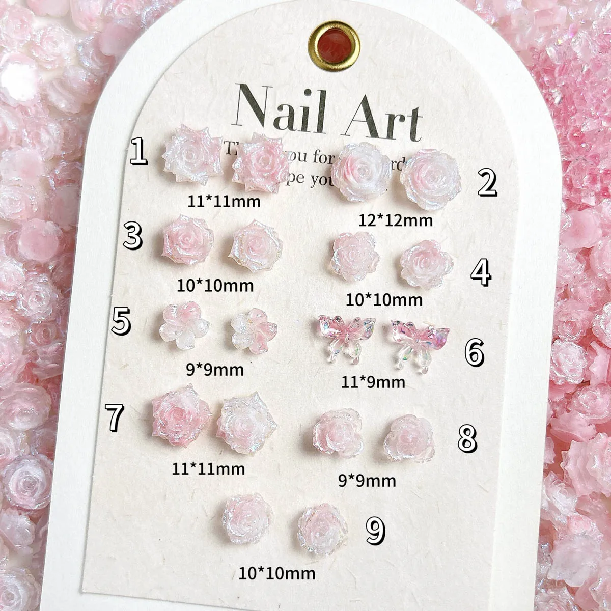 

50PCS Macaron Colored Sweet Rose Peony Nail Charms Luminous Butterfly Lotus Resin Nail Art Decorations DIY Gentle Style Nails