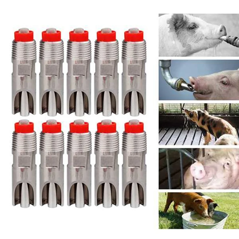 Stainless Steel 1/2Inch PT Thread Pig Pig Automatic Nipple Drinker Drinker Nipple Farm Equipment 10Pcs