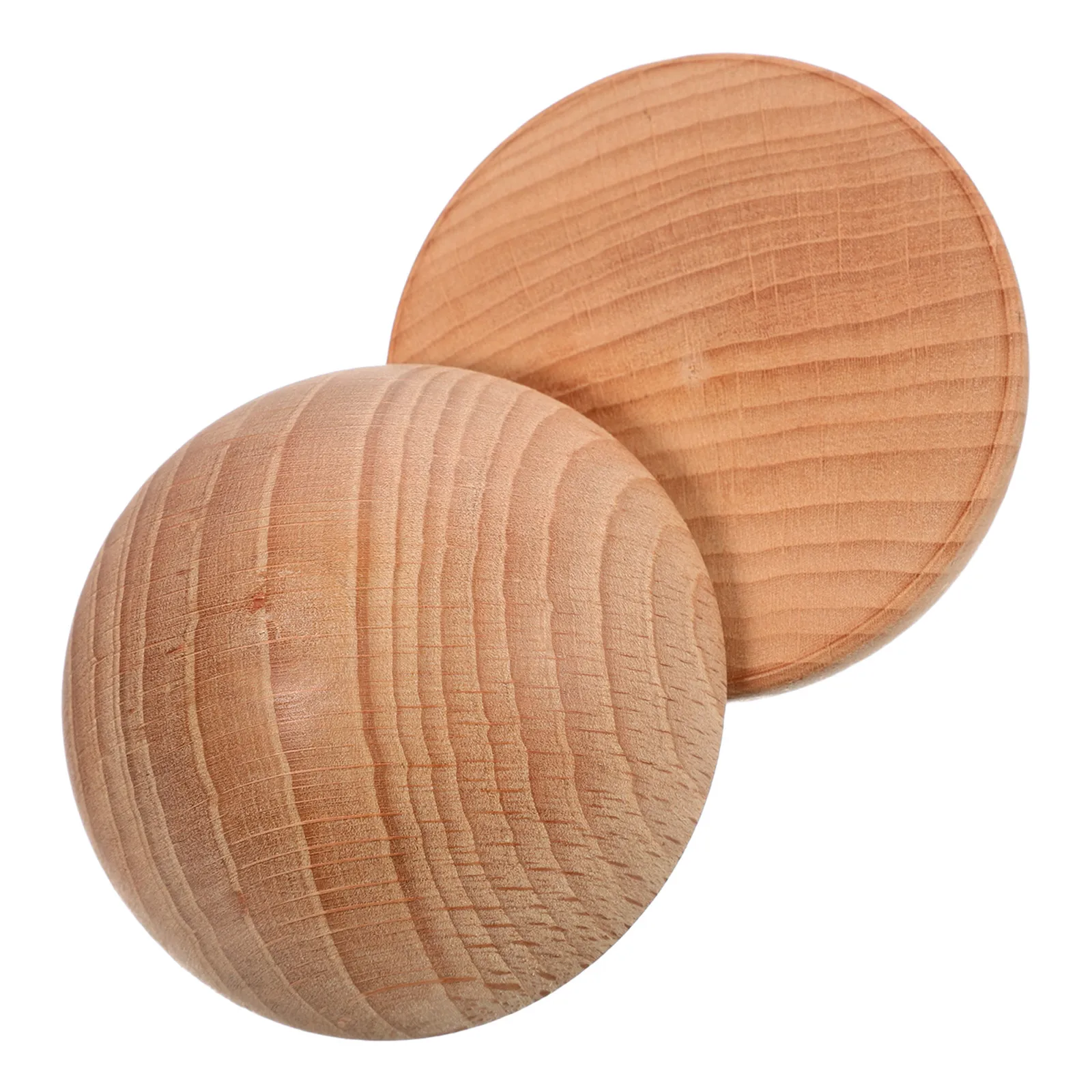 2Pcs Half Round Wood Balls Unfinished Wooden Finials Decorative Stairway Post Caps Wood Railing Caps Furniture Finials