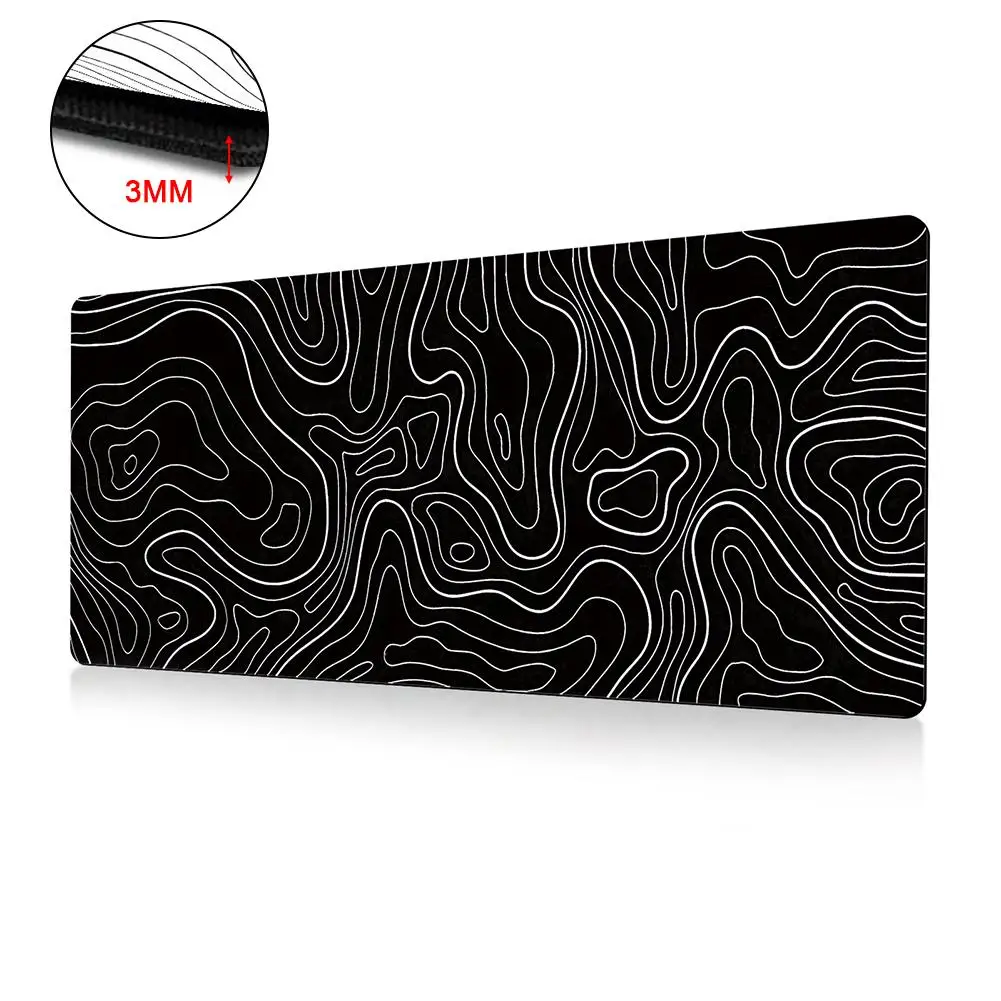 Tapis de souris topographique 2/3mm, ondulation abstraite, surjeté, pour jeu, bureau, accessoires, Table de bureau, clavier, ordinateur J3K0