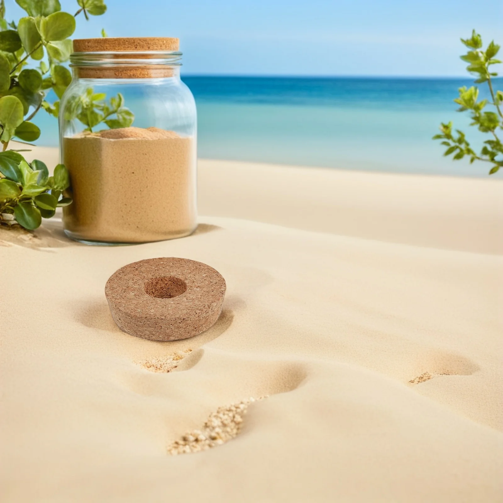 

8pcs Small Hydroponic With Center Hole Glass Jar Cork Lid Set Wood Corks For Terrarium Flower Vase Cap Hollow Vase Lid For