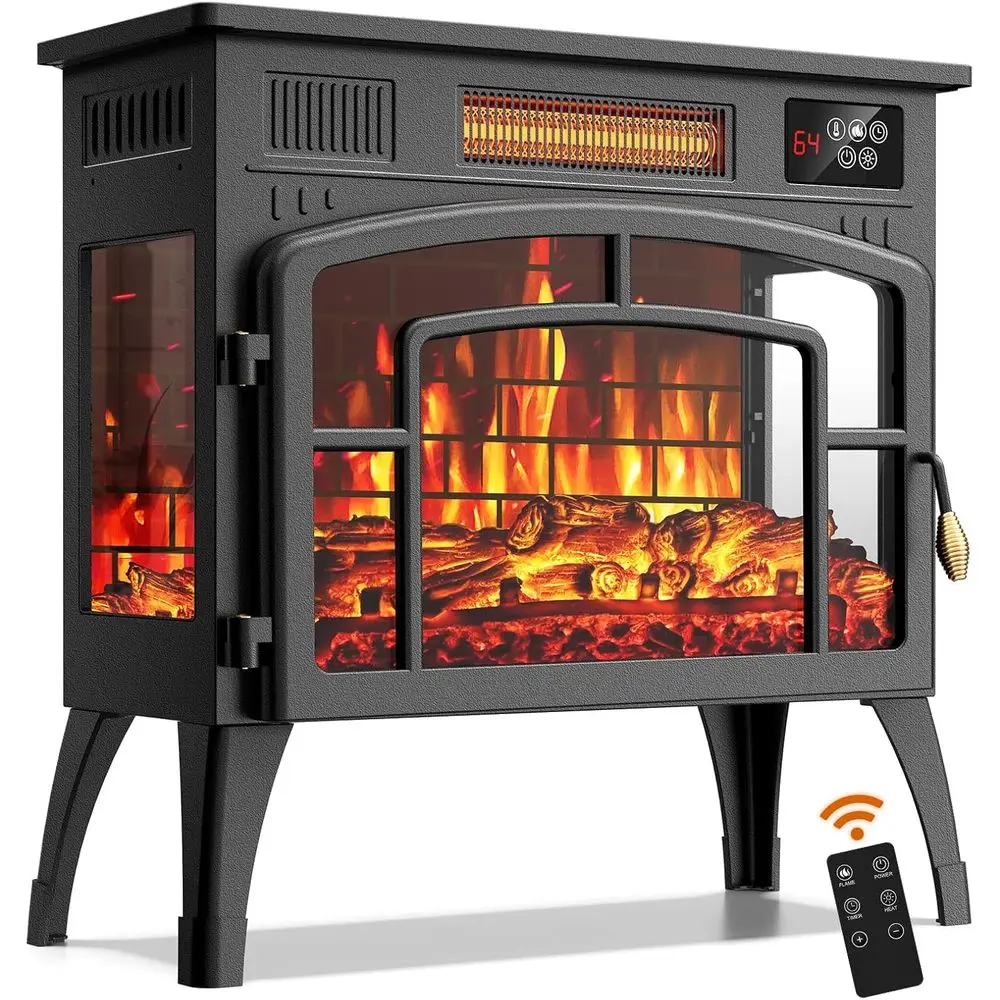 

Электрический камин 3D Flame 23 с пультом ДУ, 750/1500 Вт, таймер, защита от перегрева, энергоэффективный, для использования в помещении, черный