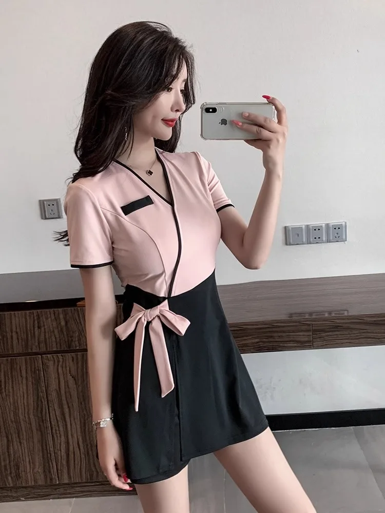 

Korean High-End Beau Salon Massage Techan Women's Work orm Dr Set Foot Bath St ort Sve V-Ne Polyester