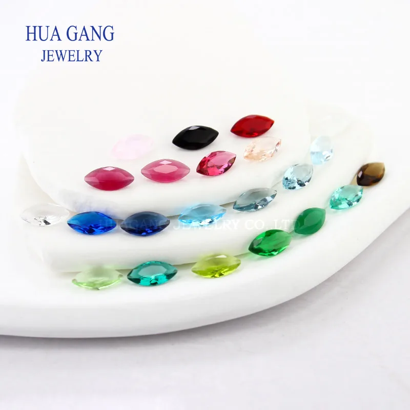 Glass Beads Multicolour Color Marquise Cut Shape Loose Glass Beads Synthetic Gems For Jewelry Wholesale