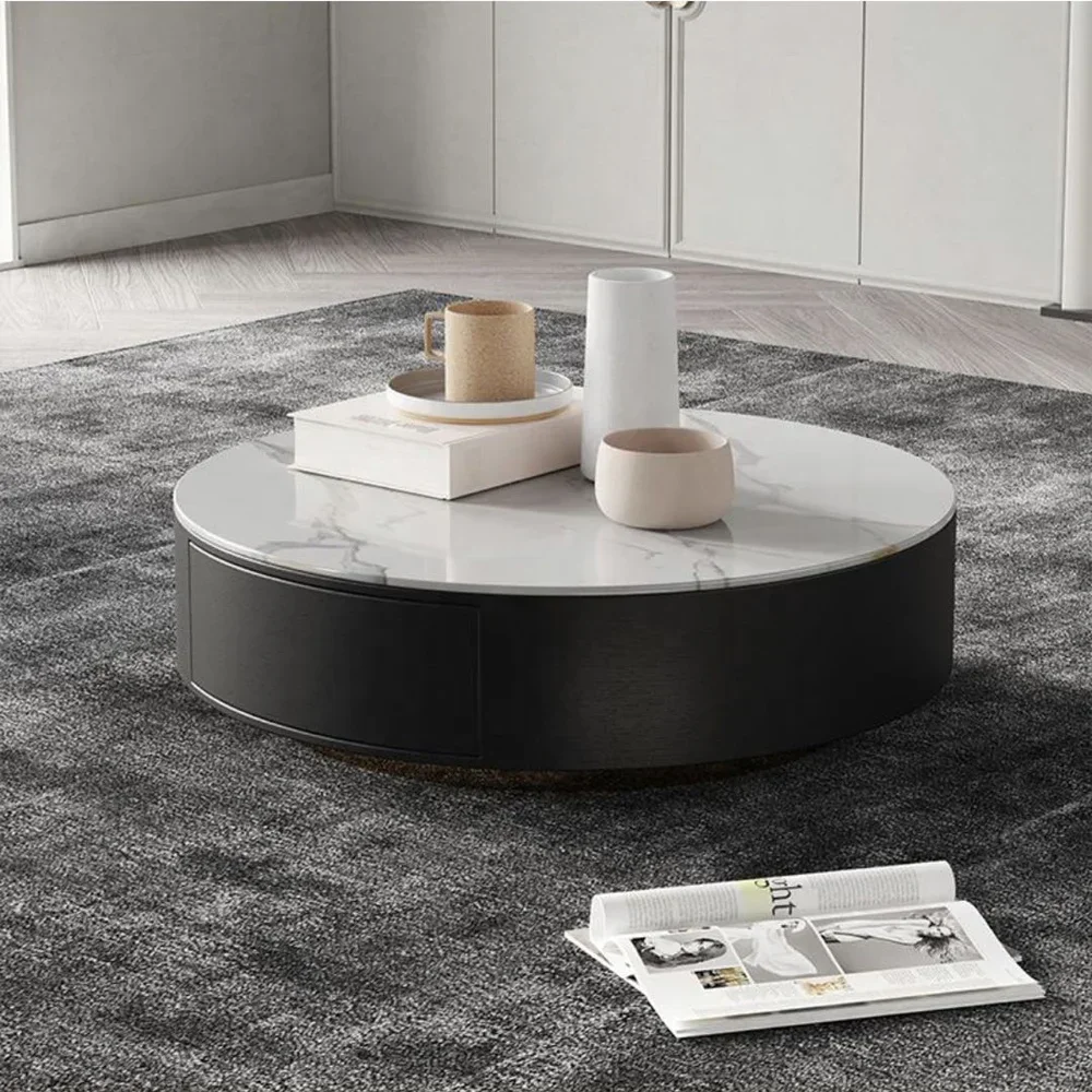 'Modern square sintered stone coffee table round tea tables small side table and TV stand cabinet combination set living room