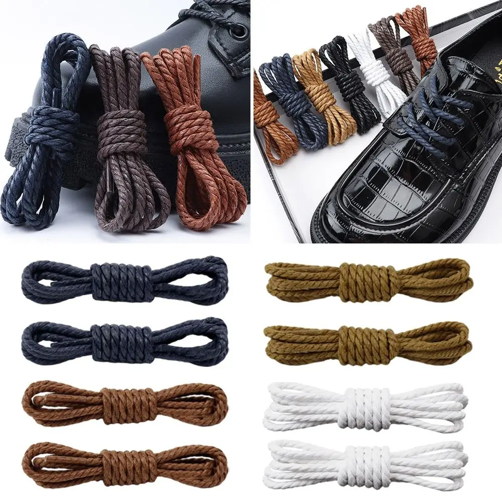 3Pair 150CM Casual Waterproof Leather Shoelaces Cotton Waxed Round Boots Shoelace DIY Drawstring Shoes Accessories Unisex