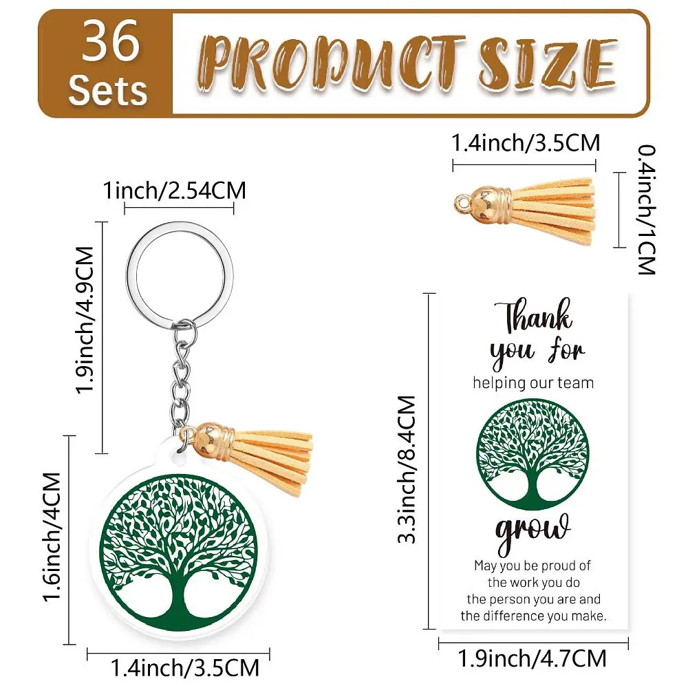 36Sets Acrylic Keychain for Employee Sea Tortoise Keychain Bulk with Jump Rings Tassel Pendant Encouragemen