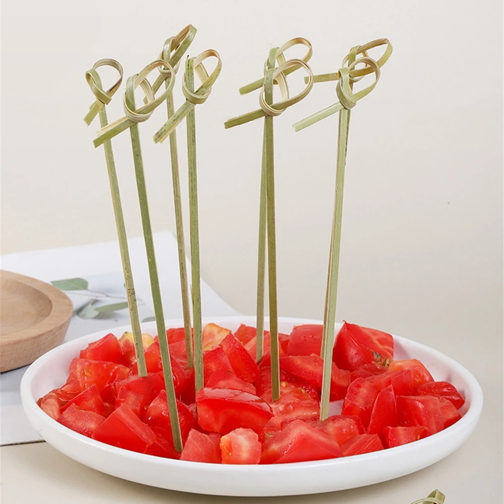 Disposable Knot Signature Fancy Bamboo Stick Fruit Hamburger Flower String Modern Creativity Forks Dining Elegant Tableware