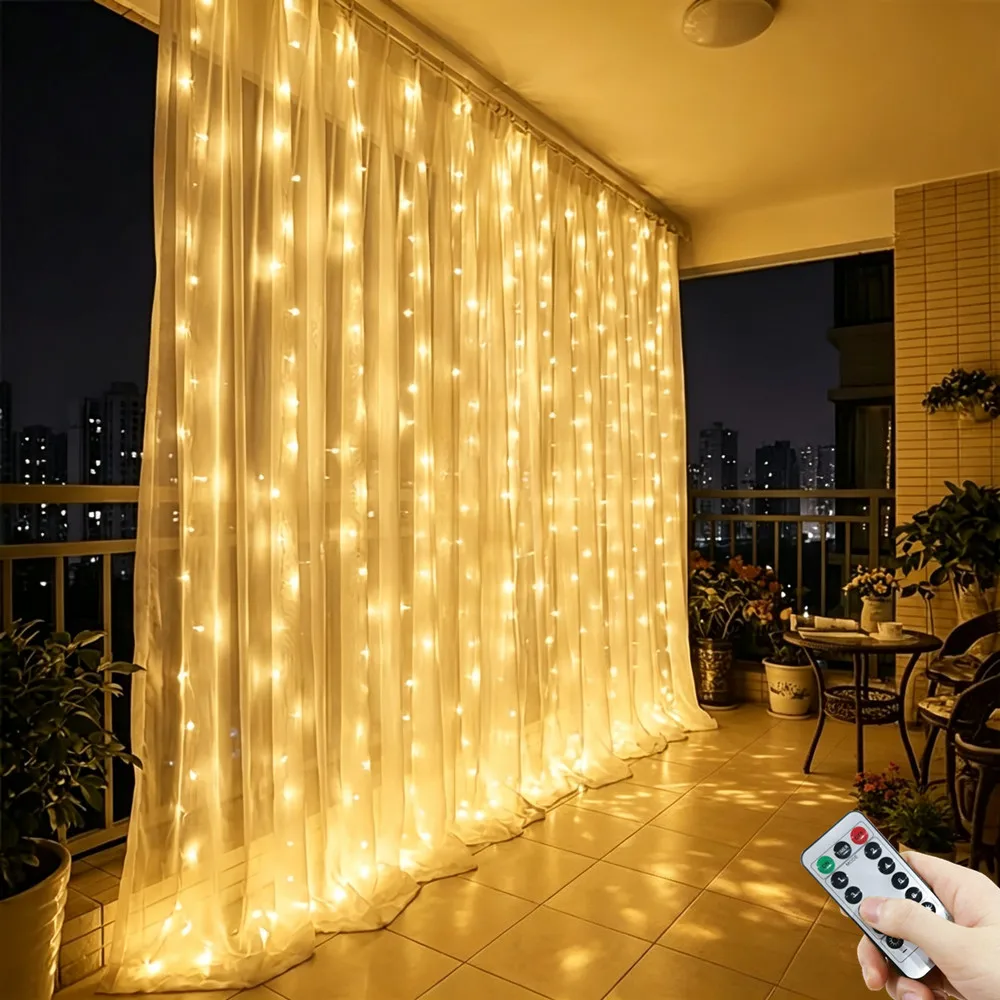 8 Modes Christmas Fairy String Lights Bedroom LED Curtain Light USB Plug Halloween Valentine's Day Party Room Wedding Decoration