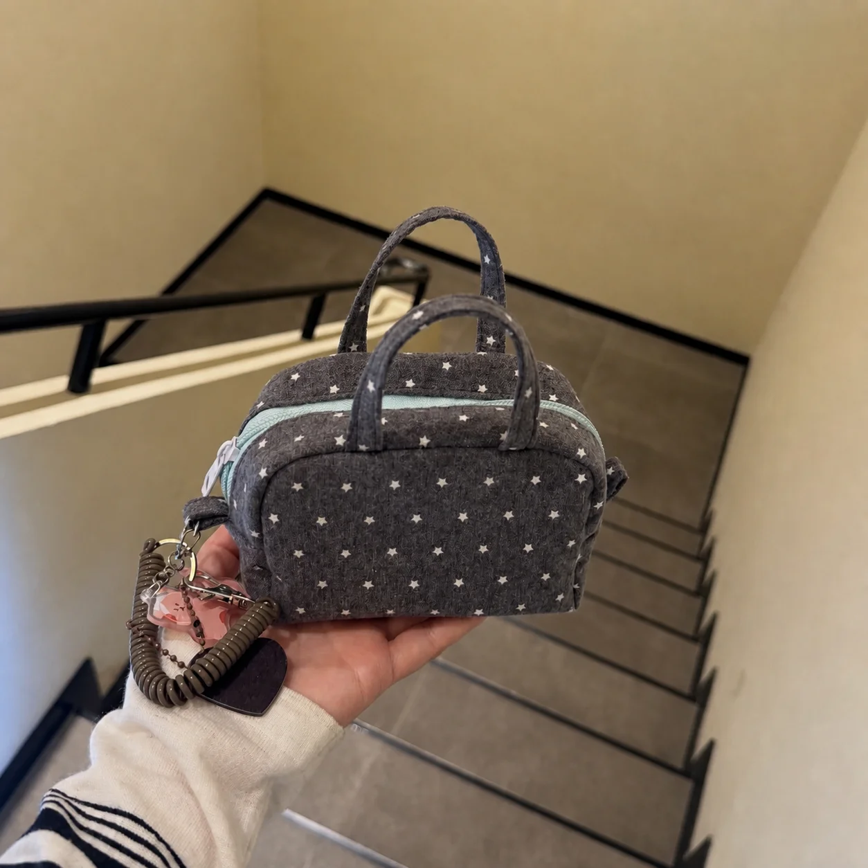 Travel Toiletry Pouch Portable Star Print Bag Daily Storage Organizer Canvas Cotton Small Storage Bag For Daily Carry Business