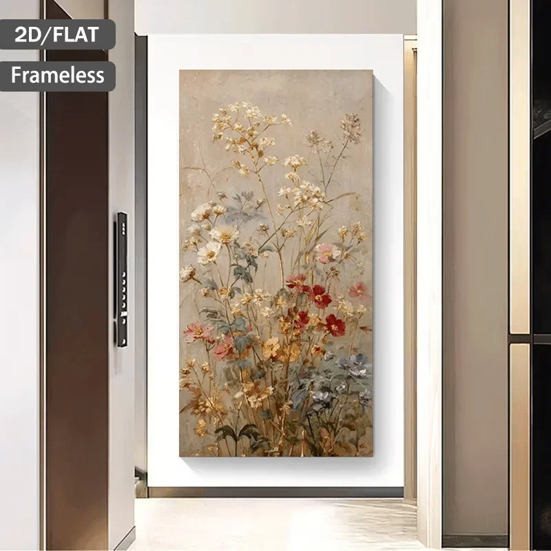Frameless Canvas Painting2D Flat Modern Abstract Wildflowers Canvas Painting - Oversized Frameless Minimalist Wall Art Poster Fo