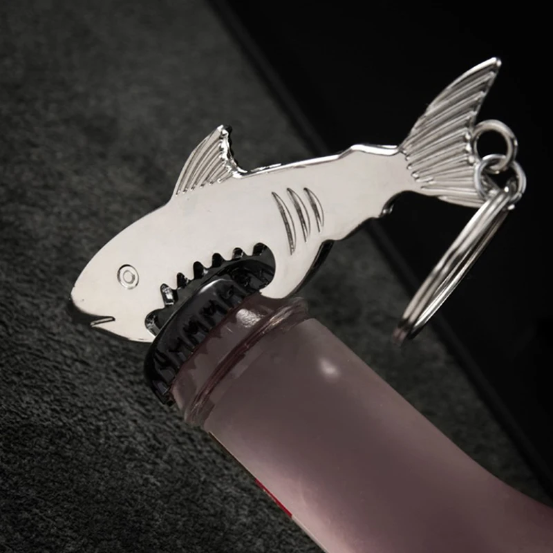 

1Pc Shark Bottle Opener Keychain Shaped Zinc Alloy Beer Bottle Opener Women Men Key Ring Unique Creative Gift