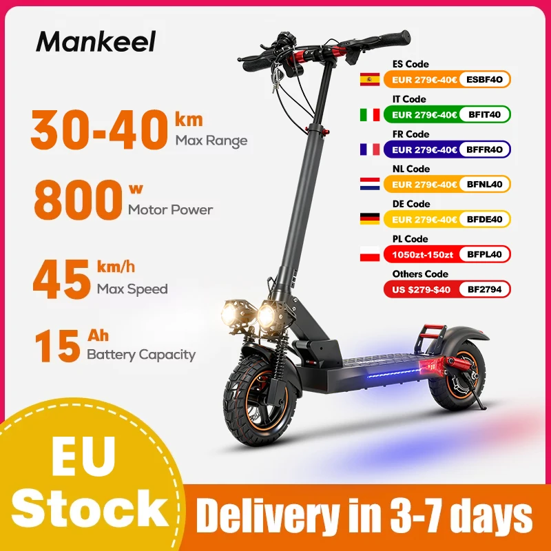 

Mankeel MX-14 800W Electric Scooter for Adults 28MPH 48V 15AH Folding Commute Off Road Electric Scooter 37 Miles Range E-Scooter