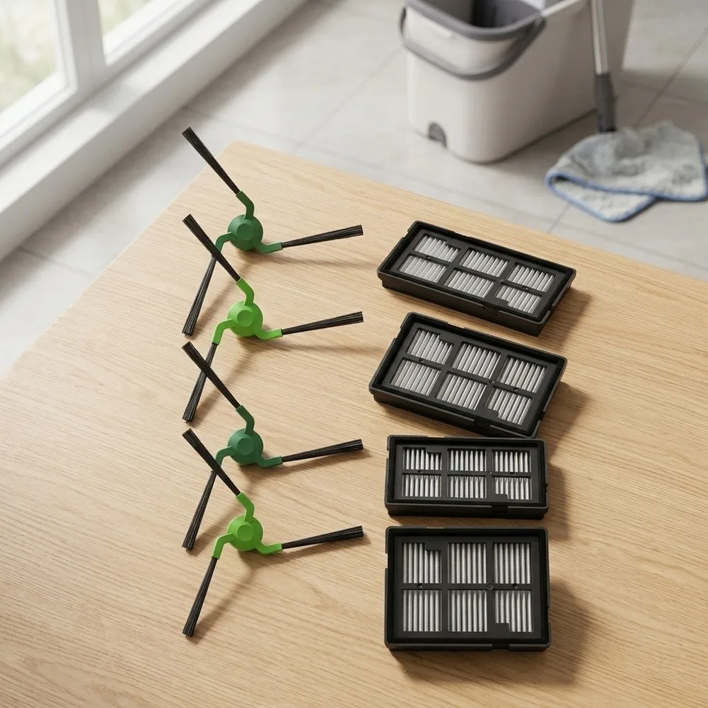 8Pcs Replacement Kit For Roomba 705 706 707 For Combo, 4 Side Brushes & 4 Filters, High-Efficiency Vacuums Parts
