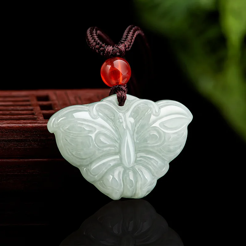 

Authentic, pure natural Burmese A-grade jade butterfly flower piece, sticky seed pendant for women, perfect gift for friends