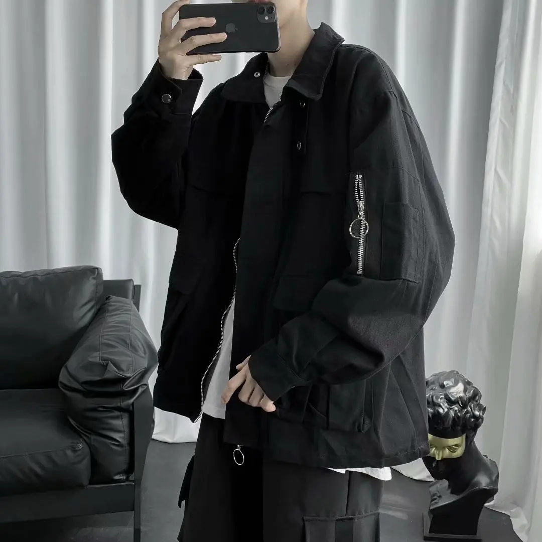 Multi Pockets Cargo Jackets Men Windbreaker Nice Hip Hop Streetwear Jackets Harajuku Coats Men's Overalls Bomber Jacket Outwear