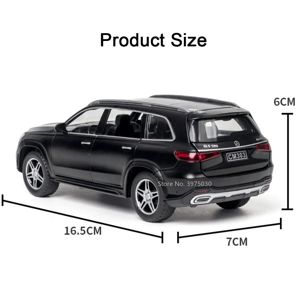 Benz GLS580 SUV Car Model Toy, Off-Road Vehicle, Sound Light, Rib Back Decoration, Alliage moulé sous pression, Jouets pour enfants, Cadeaux, Échelle 1:32