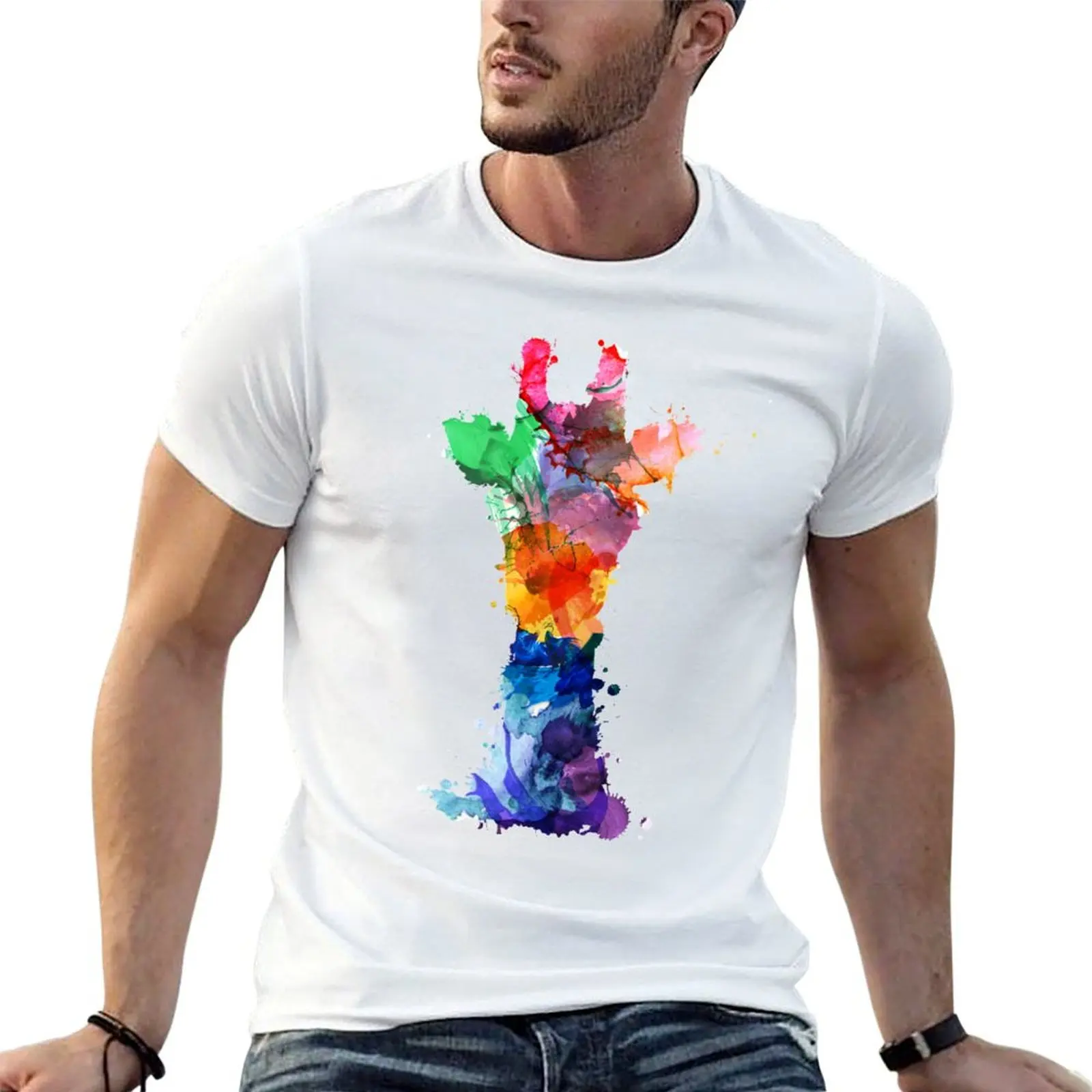 

with man Paint prints T-Shirt In for t Giraffe pack cotton t shirts shirts