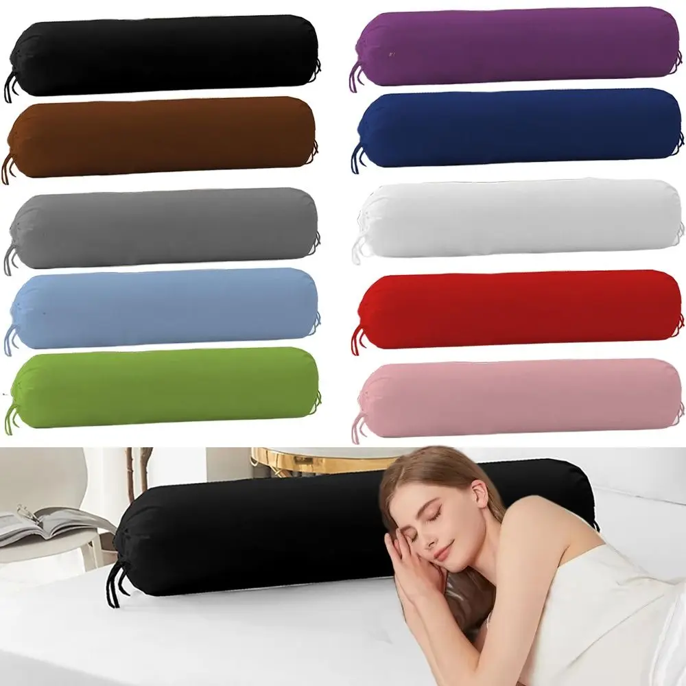 Solid Color Long Cylindrical Pillowcase Removable Washable Bedroom Neck Bolster Pillowslip Durable Household