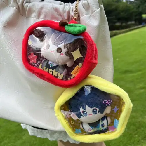Imagen 2 del producto Bolsa con dije de manzana roja coreana, monedero con colgante, bolsa de almacenamiento de muñeca de PVC transparente, bolsa de exhibición para estudiantes, mochila, regalos colgantes
