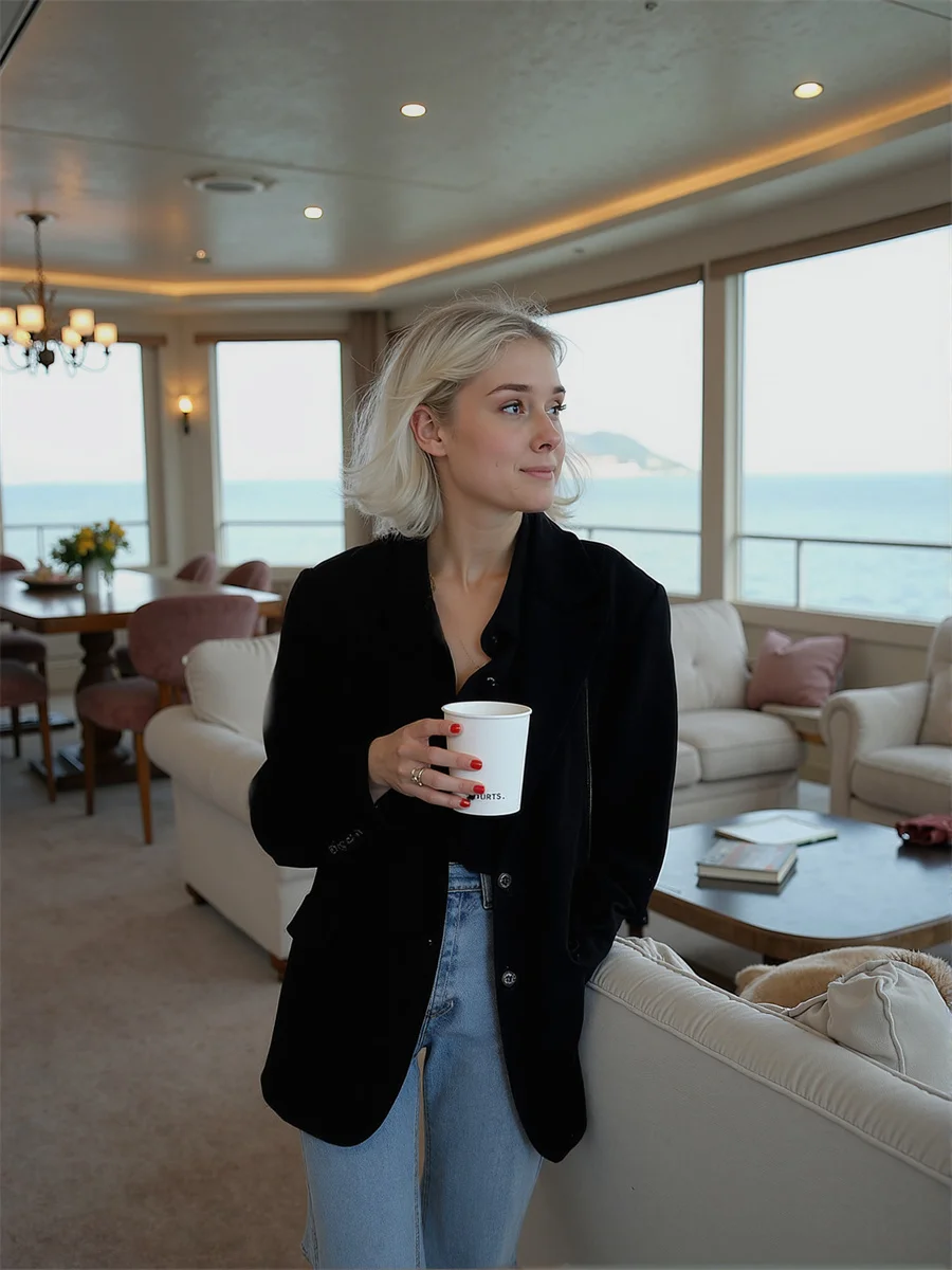 Effen klassieke blazers met enkele rij knopen voor dameskleding Dames getextureerde wollen stijlvolle afslankende elegantie Veelzijdige witte oversize