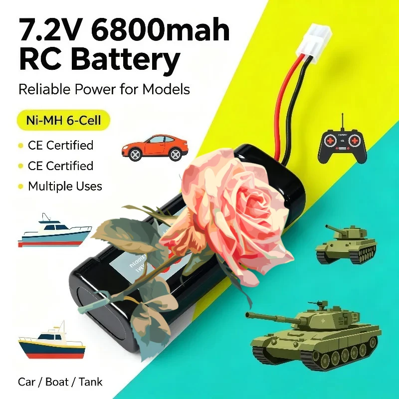 7.2V 6800mAh Ni‑MH Rechargeable Battery Large Capacity New Power Source For RC Toy Racing Cars Trucks Models