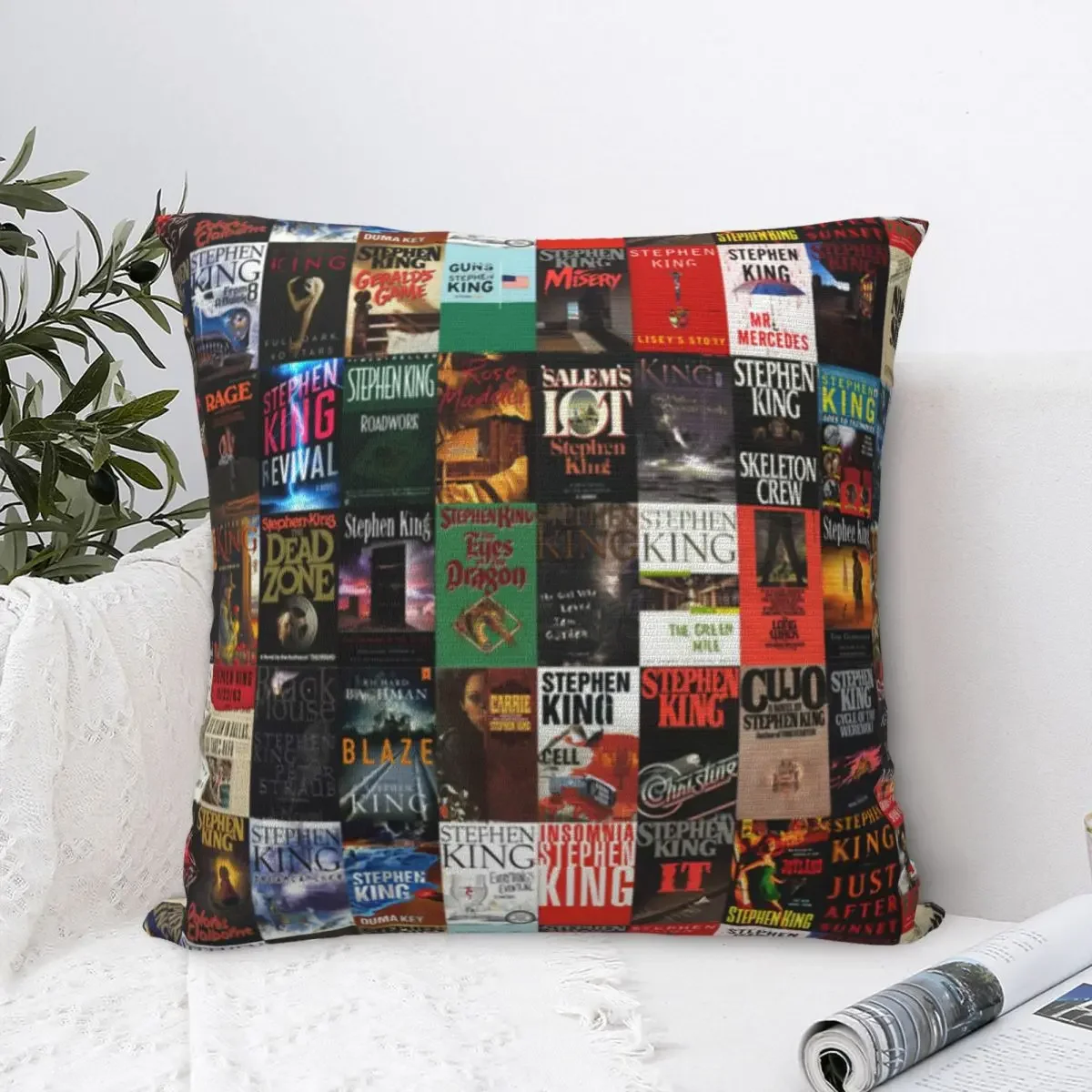 S-Stephen King Books Pillow Cover Writer Cushion Cover Design Pillow Case Vintage Pillowcases For Sofa Home Decorative