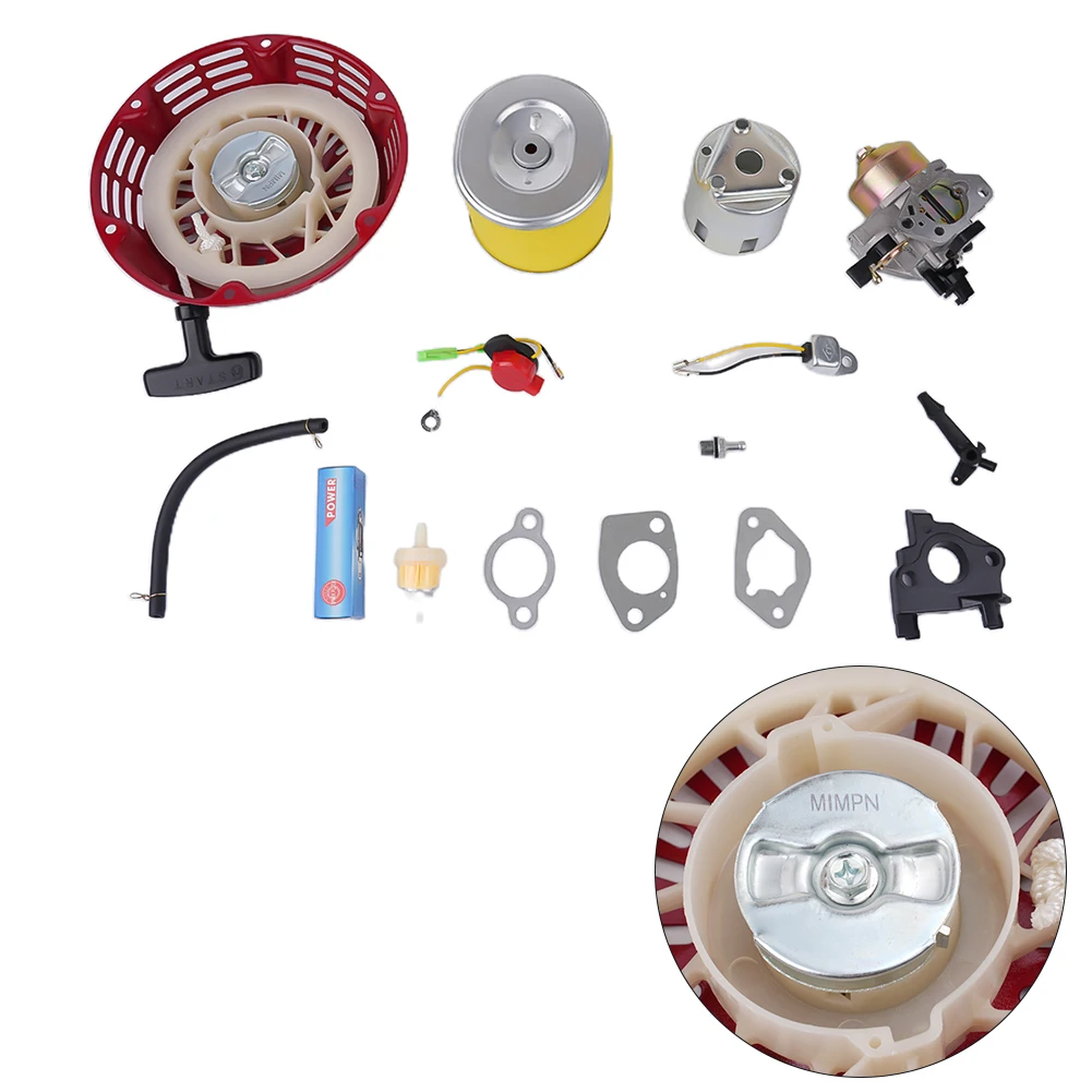 14pcs/set For Honda GX240 for gx270 Recoil Starter Ignition Coil Air Filter (Recoil+Carburetor+ring+filter+Spark Plug+Switch)
