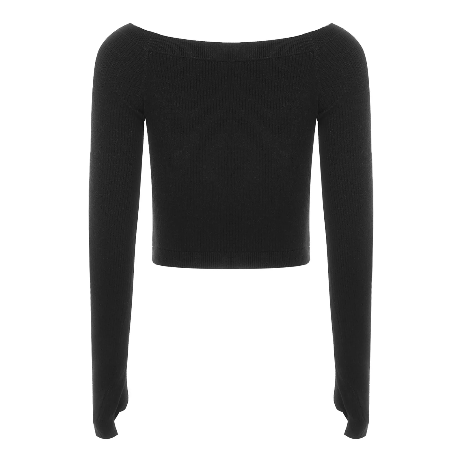 Pull de danse de Performance de gymnastique de Ballet pour femmes, haut court tricoté à manches longues avec trou pour le pouce pour l'entraînement de danse de Yoga moderne