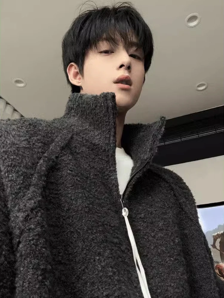 Cleanfit Men's Knitted Wool Sweater f Zipper High Collar Autumn Winter Thiened Leisure Sle Circle Yarn Knitwear Coat