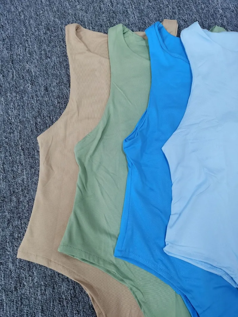 مثير أكمام ثونغ ارتداءها طاقم الرقبة يوتار قميص المرأة رومبير الجوارب سلس الأساسية تشكيل الرسن Racerback الدبابات القمم #6