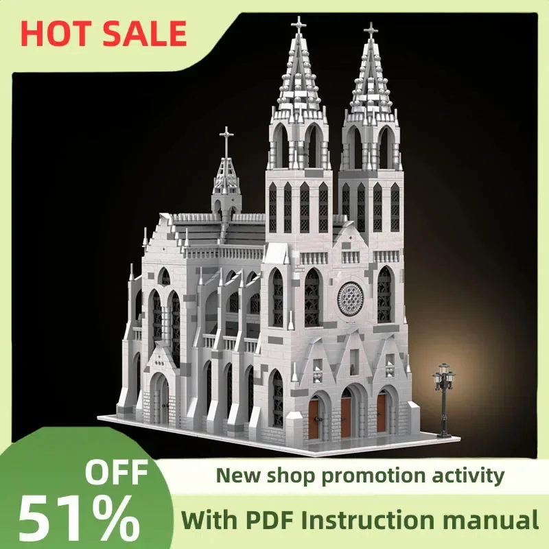 

New 3997Pcs European Medieval Street View Moc Gothic Cathedral Model Building Blocks Diy Creative Ideas Kids Toys Birthday Gift