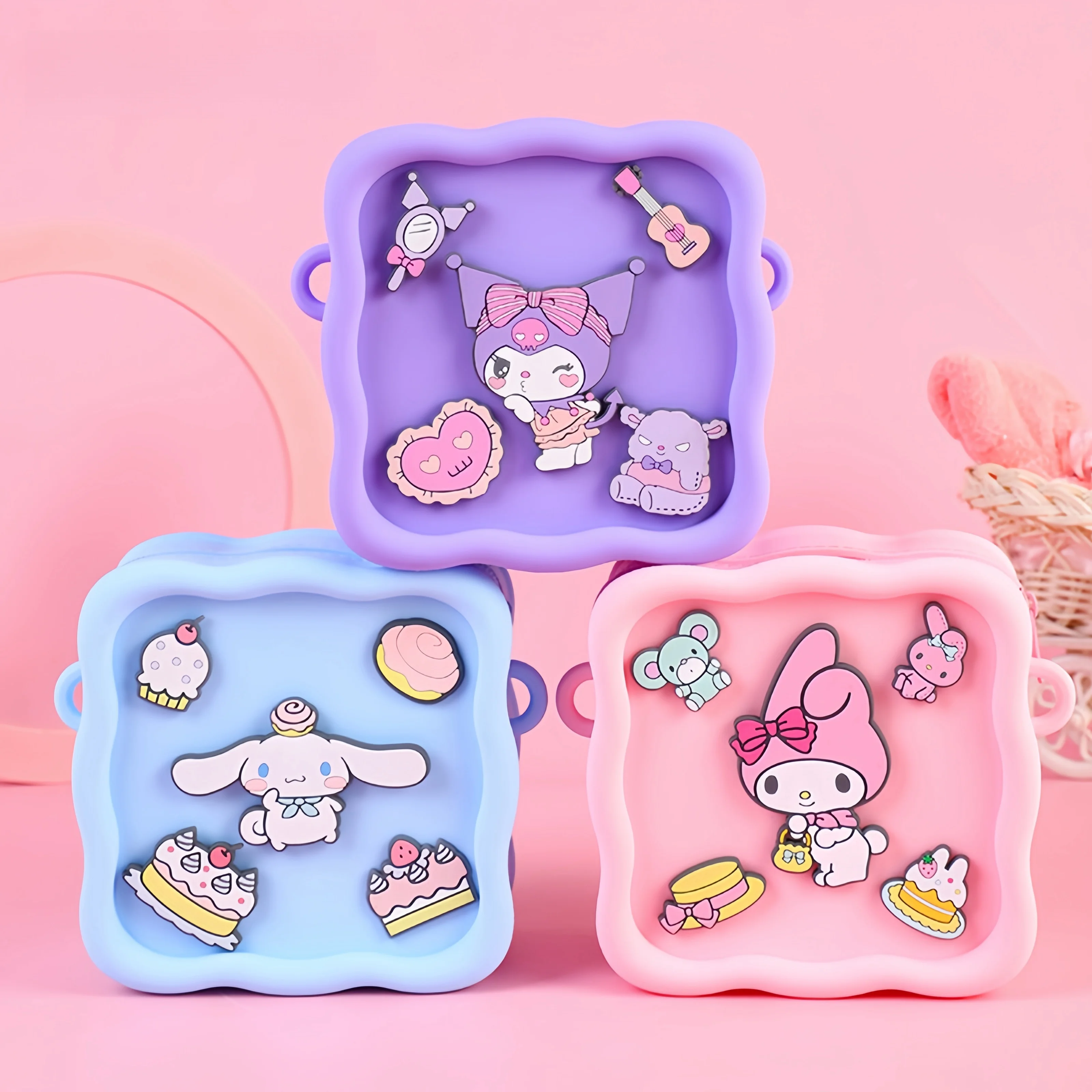 

Kawaii Kuromi кросс-боди Кошелек для монет MINISO аниме Cinnamoroll Melody прекрасный силикагель сумка на одно плечо женский кошелек для монет