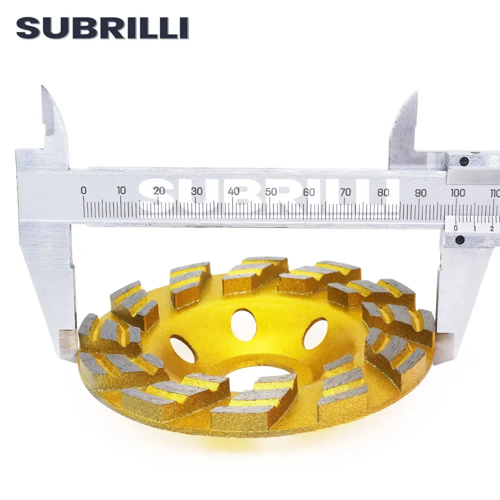 SUBRILLI 4 "قطعة عجلة طحن بتصميم ماسة صف مزدوج وعاء كوب قرص الطحن عجلة كاشطة لطاحونة الزاوية الجرانيت الخرساني