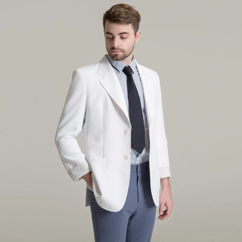 

Korean Style White Lab Coat Jacket Dental Hospital Plastic Surgery Private Clinic Doctor Uniform Workwear Polyester Suit