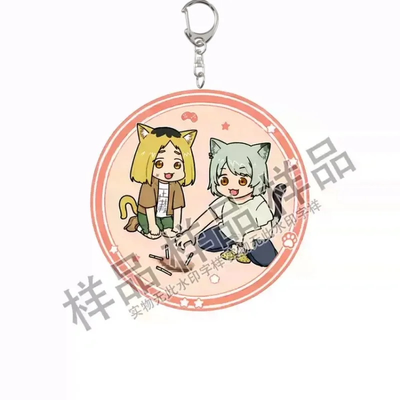 Bag Decorations-Anime Chainsmoker Cat Yani Neko/Plushies Manga New 6cm Acrylic Keychain Bag Pendant Anime Lovers Wholesale Gifts