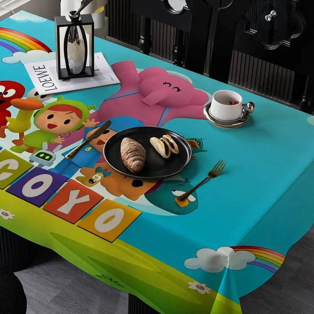 Cartoon P-Pocoyo Rectangle Waterproof Tablecloth Party Decor Farmhouse Kitchen Dining Table Cloth Wedding Decorations