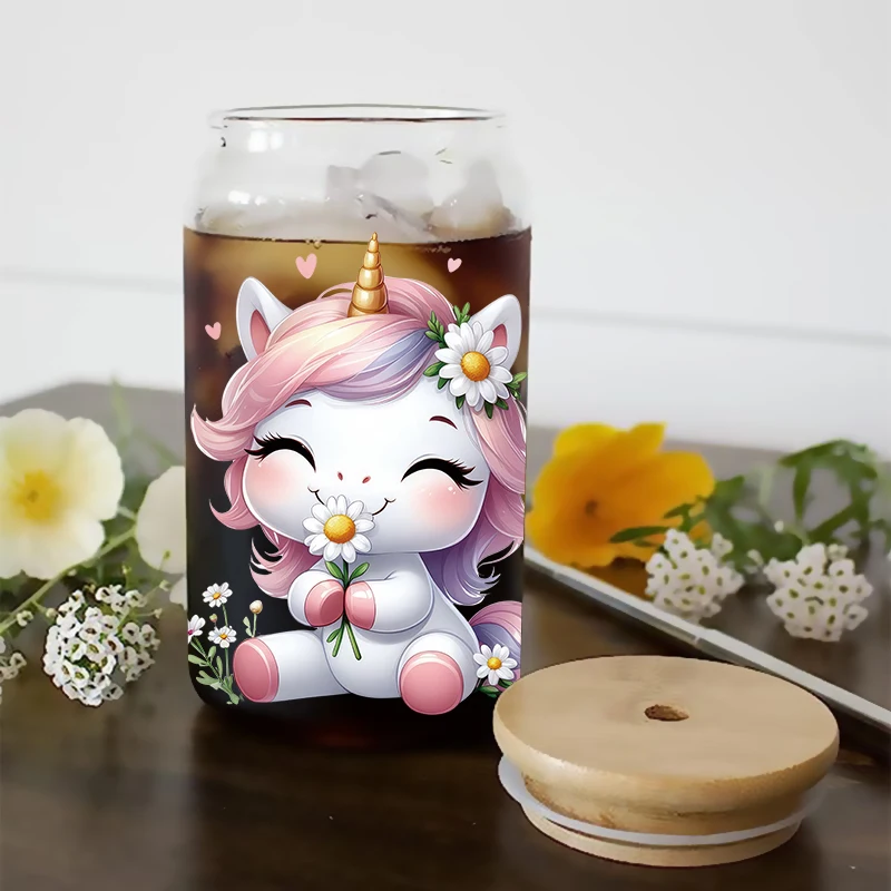 3D UV DTF Transfers Stickers 16oz Cup Wraps Animal Unicorn Printed For DIY Glass Ceramic Metal Leather Etc. D16131