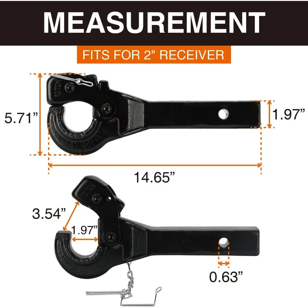 خطاف وصلة دبابيس 10 طن لربطات 2 بوصة، سعة 20000 رطل، فولاذ مزخرف متين #2