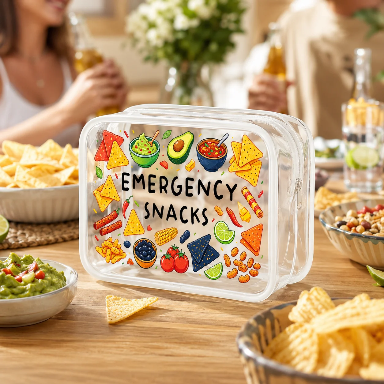 Snack Storage Pouch Clear Waterproof PVC Cosmetic Organizer Travel Toiletry Bag Zipper Makeup Case Party Essentials Organizer